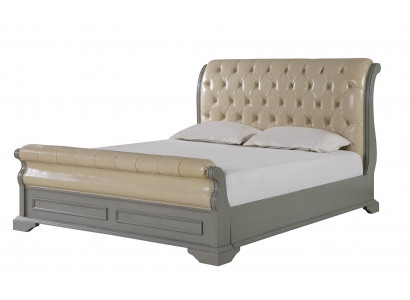 Chesterfield Design Bed Gray 180x200 Double Bed Upholstered Leather Bed Furniture