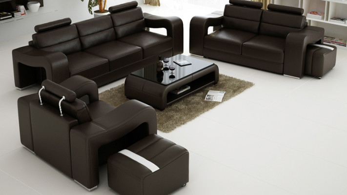 Living Leather Landscape Sofa Couch Set Corner Sofas Seating Sets New Upholstery