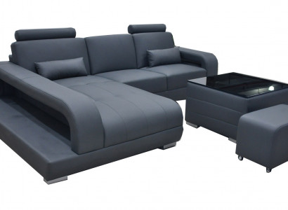 XXL Couch Corner Sofa Leather Living Landscape Suite Design Modern Sofa L-Shape + USB