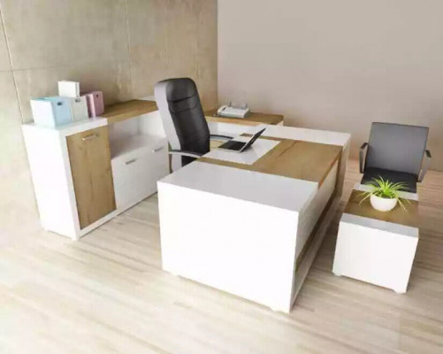 Corner desk office table desk coffee table filing cabinet office furniture 3-piece set.