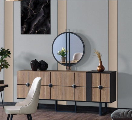 Sideboard cabinet with mirror luxury set dresser wood dressers 193cm