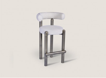 Designer white bar stool with stainless steel legs luxury single-seater bar furniture