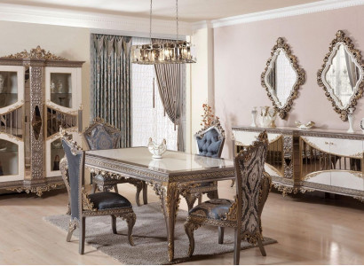 Luxurious white dining room set dining room furniture table chairs mirror