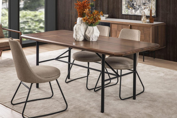 Dining area dining group dining table set 8-piece dining room brown wood stylish