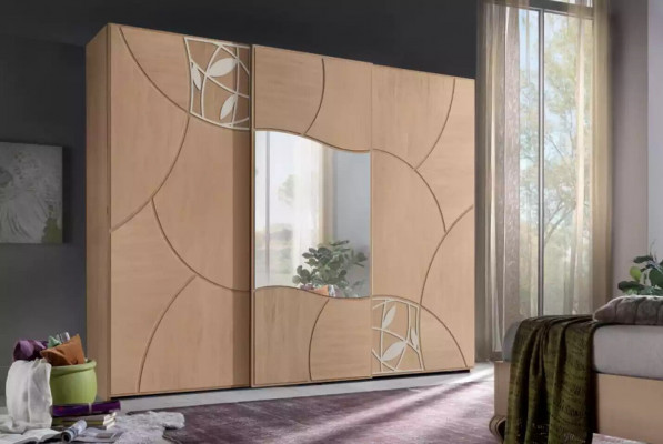 Wardrobe sliding doors bedroom closet wall wood mirror new