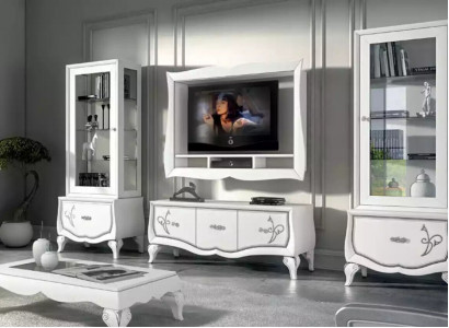 Design Living Room Set Display Cabinet 2x TV Frame Wall Shelf Living Room Wall Unit 4pcs.