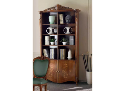 Living room bookshelf classic brown furniture wooden shelves