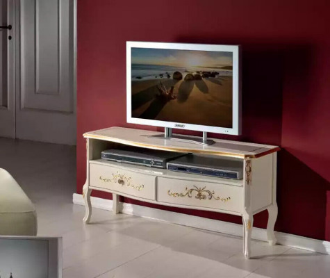 Classic White RTV Cabinet Wooden Furniture Living Room Console Design