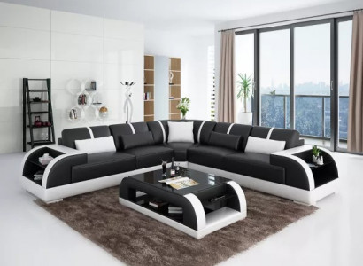 Modern design corner sofa living room furniture corner couch leather upholstery couch