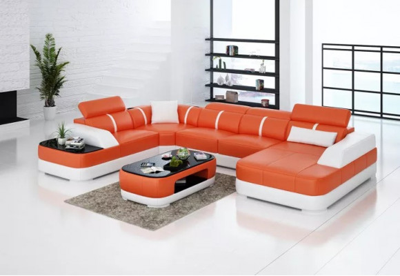 Leather XXL couch sofa living room landscape modern designer corner upholstery