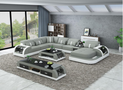 U-shaped living landscape corner sofa coffee table sideboard design living landscape 3-piece set.