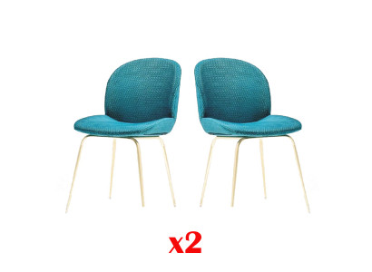 2x Chair Set Chairs Suite Textile Fabric Newly Upholstered Dining Room