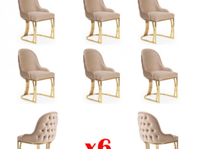 Set of 6 chairs design metal fabric upholstery chairs dining room textile