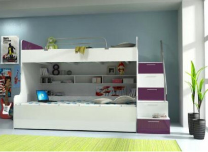 Bunk Bed Loft Bed Bed Children's Bed Youth Bed High Bed New Violet/White