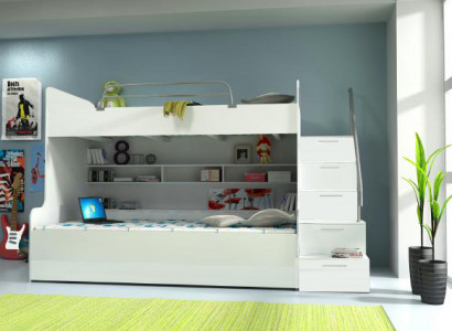 Bunk bed, loft bed, bed, children's bed, youth bed, high bed, new, white/white