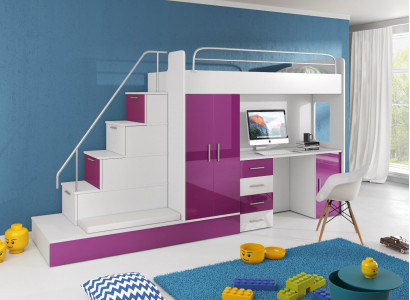 Bunk bed loft bed youth room bed wardrobe closet desk