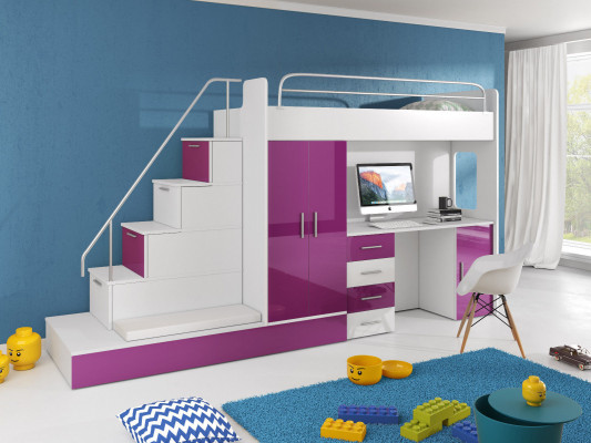 Youth room bed, bunk bed, loft bed, desk, wardrobe RAJ 5S