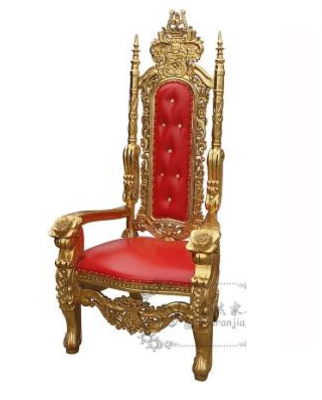 A magnificent design of a stunning red chair with incredible details on every decorative element in the Baroque style.