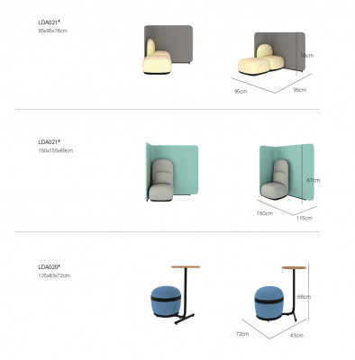 Phone booth, padded partition, padded furniture, equipment, office, office.