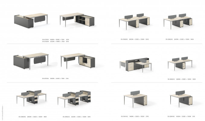 Luxurious 2-piece office furniture set corner desk + filing cabinet for document storage