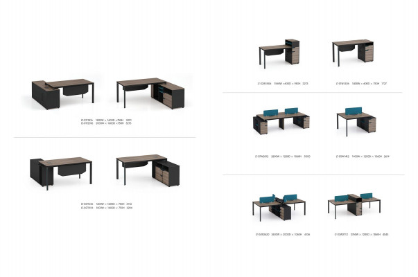 Office furniture setup tables desk call center wood 4 workstations desk