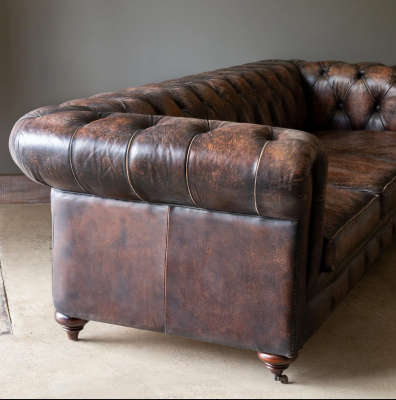 Brown Chesterfield 3-seater leather sofa couch English-style furniture