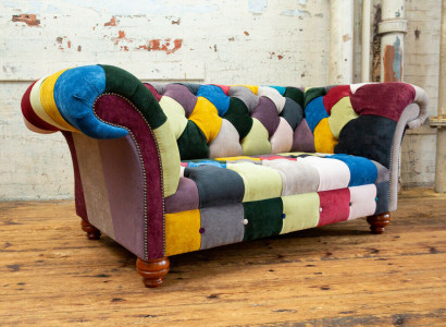 Modern Design Colorful Chesterfield 2-Seater Sofa Fabric Couch Upholstered Design