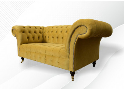 2-seater sofa design, upholstered modern seating, fabric yellow two-seater new couch