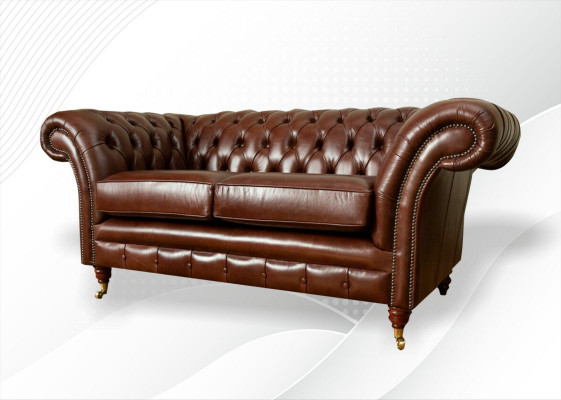 Chesterfield Sofa 2-Seater Upholstered Design Couches Sofas Set Original Brown