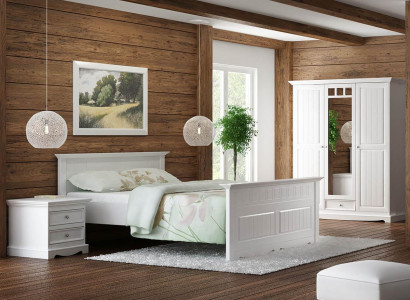 Solid Wood Farmer's Bed 180x200 cm Wooden Bed Bedroom Furniture White Country House