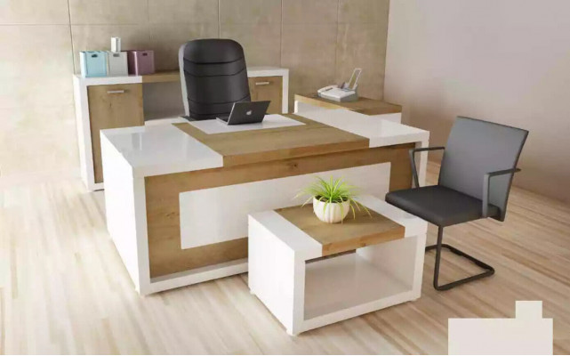 Corner desk office table desk coffee table filing cabinet office furniture 3-piece set.