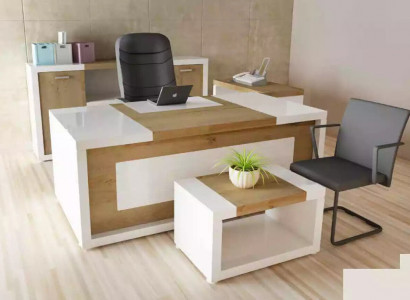 Corner desk office table desk coffee table filing cabinet office furniture 3-piece set.