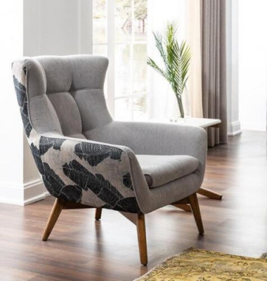 Armchair Wingback chair Cocktail chair Seat Modern Design Gray Fabric Seat