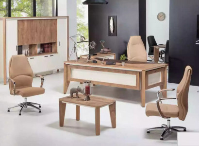 Office furniture furnishings desk filing cabinet coffee table table cabinet 3-piece set.