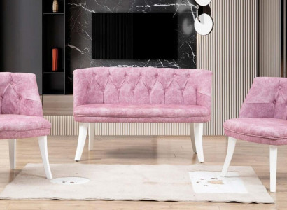 Kitchen seating ensemble bench armchair pink Chesterfield set seating furniture fabric