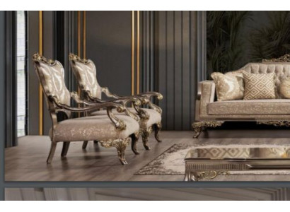 A luxurious, classic, beige-and-gold Baroque armchair by Chesterfield