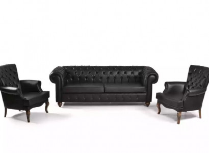 Black Chesterfield Sofa Set Complete Office Furniture Modern Furniture