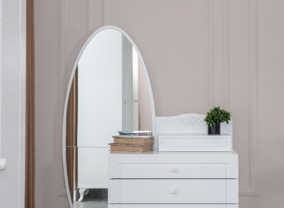 Dresser with mirror youth room furniture design new wood white color