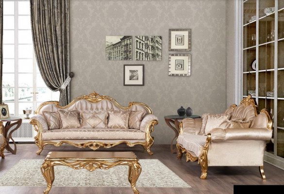 Set of Three-seater Sofa Suite 3+3 Seater Suite Sofa Sofas Fabric Style Baroque