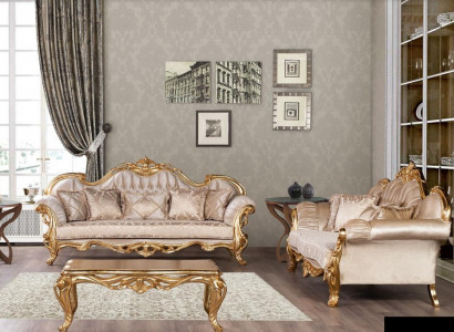 Set of Three-seater Sofa Suite 3+3 Seater Suite Sofa Sofas Fabric Style Baroque