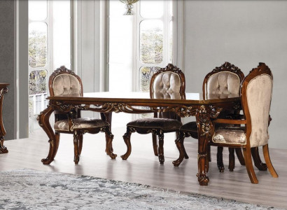 Luxury dining room table chair group set wood table tables 5-piece sets