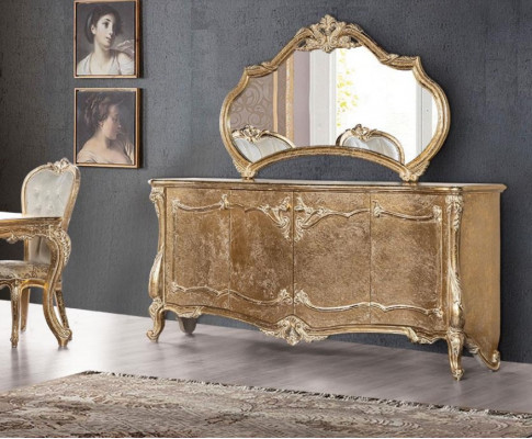 Set dresser with mirror ensemble, wooden group dressers, sideboard furniture, baroque.