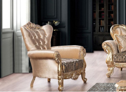 Armchair seat sitter design living room upholstery new style baroque rococo luxury beige