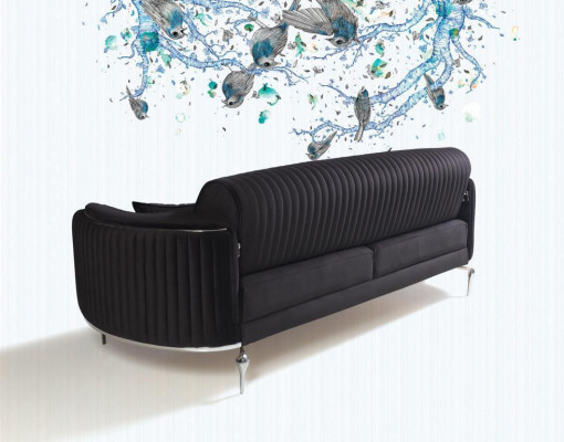 Living Room Sofa Set 3+1 Seater Modern Black Sofa Set