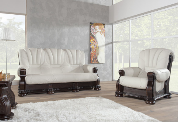 Luxury-class leather sofa set with real wood frame suite 3+2 sofa.