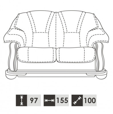 Two-seater sofa classic 2-seater upholstered sofas new couches (without 3+1-seater)