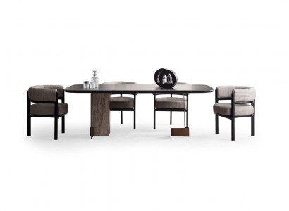 Brown dining room set luxurious dining table with 6x chairs 7-piece set