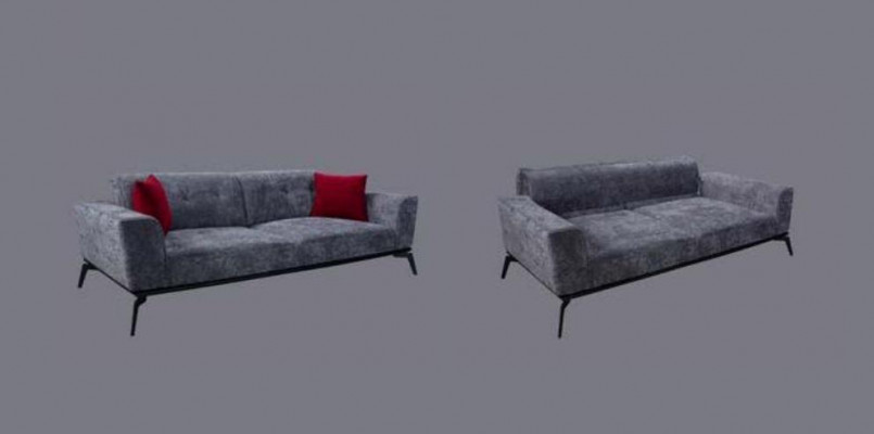 Sofa 3-seater sofas fabric gray textile upholstery living room textile gray