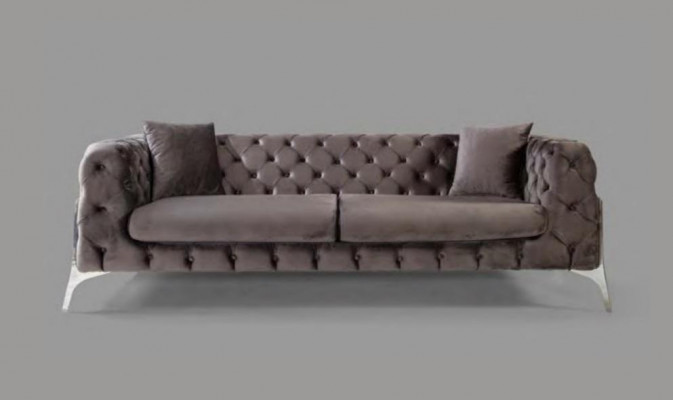 Chesterfield gray sofa 3-seater living room sofas fabric upholstery