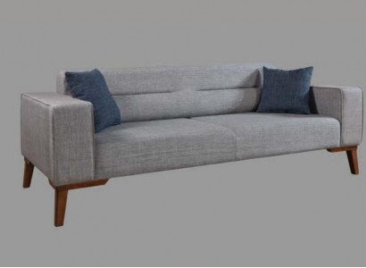 Upholstered Seat Couch 3-Seater Gray Sofa Sofas Textile Fabric Three-Seater Fabric